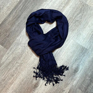 Charming Charlie Scarf pashmina wrap with fringe - navy blue